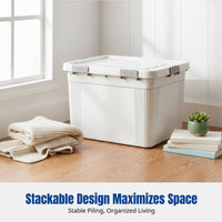 Thickened Plastic Organizer Box with Lid, Large Capacity Storage Bin, Clothes, Toys, Stackable, Dustproof, Multi-Use