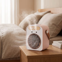 Rechargeable Desktop Fan with Humidifier Compact Portable Air Cooler Cordless Mist Fan Lightweight for Office Workers, Students, Desk, Bedside Table