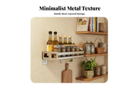 Drilldrillless Installation Kitchen Condiment and Tool Rack Rust-Resistant Wall-Mounted Seasoning Rack Space-Saving Design Household Storage Multi-Functional for Home Cooks, People with Small Kitchens, Organization Enthusiasts, Pantry, Cabinet, Bathroom