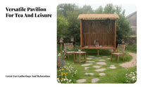Wooden Tea House Solid Wood Thatched Roof Gazebo Rustic Design Japanese Design Pergola for Homestay Managers, Homeowners, Courtyard, Backyard, Patio