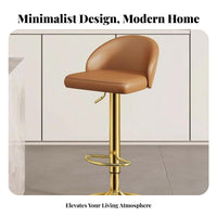 Minimalist Design Upholstered rotating Stool with Backrest Height Adjustable Upholstered rotating Stool Integrated Footrest Bar Chair Padded Seat for Adults, Homeowners, Business Owners, Boutique, Reception Desk, Restaurant, Kitchen Counter