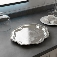 Elegant Design Beaded Tray Mirror-Like Surface Silver Serving Tray Reusable Decorative Fruit Platter Long-Lasting