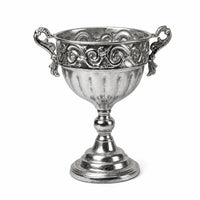 Silver-Toned Vases with Pedestal Base Antique-Style Vase with Pedestal Vintage-Inspired Metal Vase Shiny for Banquet Displays