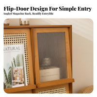 Multi-Functional Low Cubby Unit with Flip-up Doors configurable Design Low Credenza with Shelves space-saving bookshelf for Apartment Dwellers, Homeowners, Families, Living Room, Bedroom