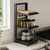 Adjustable 3-Tier Pot and Pan Organizer Rack for Kitchen Cabinet and Under-Sink Storage