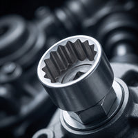 19 Pieces Serrated Socket Set with Case 12-Point Serrated Socket Set Metric Sockets for Amateur Mechanics, Garage, Workshop