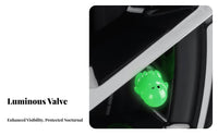 Glow in the Dark Tire Valve Cap Increases Night Visibility Glow in the Dark Tire Cap Easy to Install Luminous Valve Stem Cover for Roads, Parking Lots