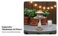 3 Pieces Resin Mushroom Sculpture Whimsical Design Resin Mushroom Figurine Creative Gift Three Wise Mushrooms Statue for Gardeners, Patio, Desktop