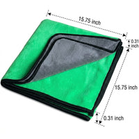 Thick Microfibre Cloth and 40cm Car Drying Towel, Knitted 150D Microfibre Cloth for Detailing, Dense Pale Green Square Car Cleaning Towel