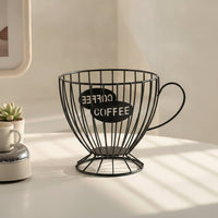 Coffee Pod Holder with Handle Compact Coffee Pod Holder Coffee Capsule Organizer Wide Mouth Wire Basket with Handle Sturdy