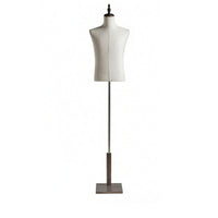 Textile-Covered Male Mannequin Torso Wooden Base Male Torso Mannequin Freestanding Standing Display Prop for Shop Window