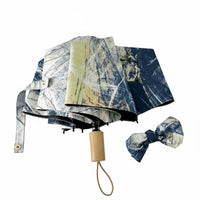 Foldable Five-Fold Sun Umbrella, Lightweight, Black Coating, Automatic, Dual-Use, Unisex, Artistic Abstract