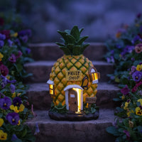 Pineapple Statue with Solar Panel Resin Pineapple House Cute for Garden, Balcony
