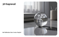 3D Engraved Crystal Ball Creative Gift Solar System Crystal Orb Base Compatible Astronomical Orb Sphere for Kids, Desk, Office, Study Room