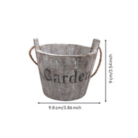 Distressed Planter with Rope Handles Small Rustic Wooden Pot Lightweight Planter with Rope Vintage for Windowsill