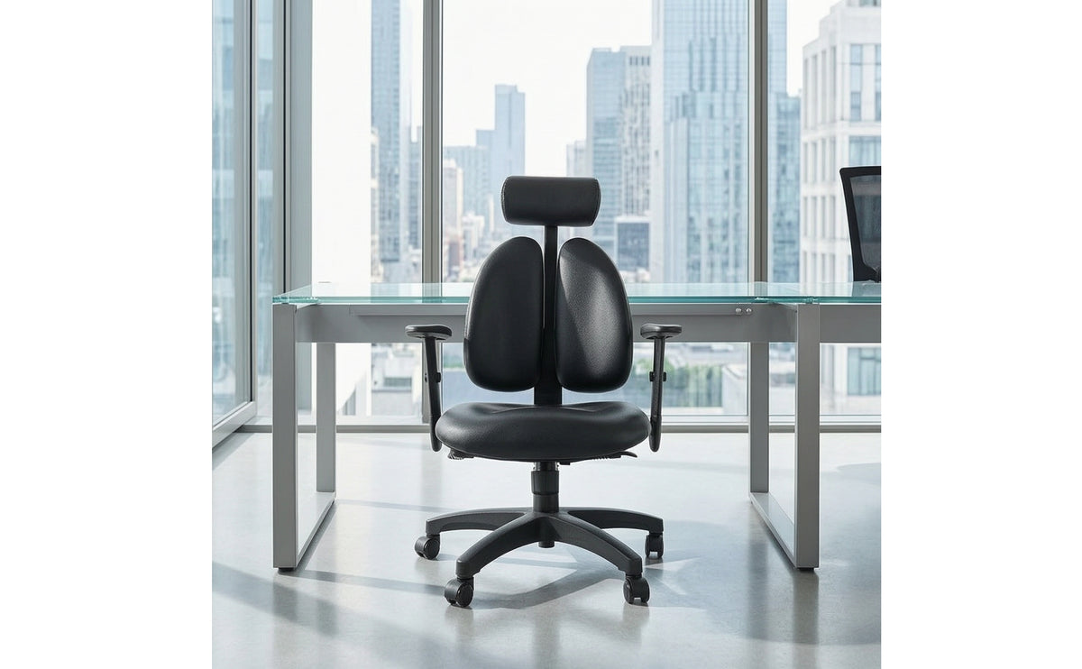 Ergonomic Chair with Paired Backrest Leather-Like Reclining Chair with Headrest Padded Furniture for Professionals, Esports Participants, Home Office