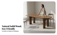 Oval Wood Dining Table Sturdy Construction Arch Leg Dining Table Sturdy Household Furniture for Families, Couples, Living Room, Kitchen, Apartment