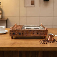 Turkish Coffee Burner Embossed Coffee Burner Copper Cezve Set Traditional Design Cooking Appliance Food-Safe Tin Tin-Plated