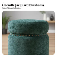 Vintage Design Round Pouf Multi-Functional Round Floral Pouf Comfortably Padded Household Furniture Sturdy Construction for Homeowners, Families, Living Room, Vanity, Bedroom, Entryway