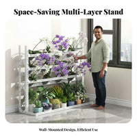 Multi-Tier Plant Stand Stable Structure Space-Saving Plant Rack Large Capacity Tiered Flower Display Rack for Balcony, Living Room, Indoor