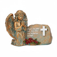 Intricate Details Kneeling Angel Statue Gift Idea Cross Memorial Ornament Hand-Painted for Graveyard