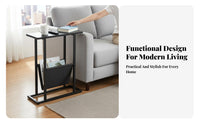 Minimalist Design C-Shaped Sofa Table Space-Saving C-Shaped Table Multi-Functional Nightstand 2-Tier Storage for Apartment Dwellers, Homeowners, Work-from-Home Professionals, Living Room, Bedroom, Small Spaces, perusing corner