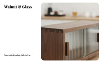 Fluted Glass Cabinet Dust-Proof Desktop Shelf Stackable Design for Countertop