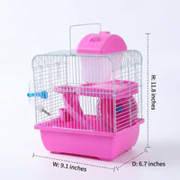 Large Hamster Cage and Villa, Two Level Rectangular Hamster House with Deep Base and Iron Wire Mesh, Habitat for Small Little Friends