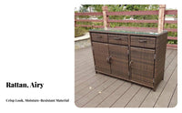 Waterresistant Rattan Door Cabinet sunlight-resistant Multi-Shelf Wicker Cabinet Multifunctional Outdoor Furniture With Doors for Apartment Dwellers, Interior Design fans, Balcony, Garden, Entrance, Hallmanner