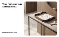 Tableware Spill Resistant Easy to Clean Decorative Tray Leather Edged Wood Tray