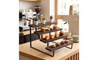 Desktop Storage Rack 4-Tier Stepped Display Rack Tiered Display Stand Metal Shelving Unit Slimline for Bakers, Countertop