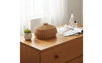 Round Woven Basket with Lid Versatile Lidded Decorative Basket Handmade Storage Container for Kitchen, Desktop