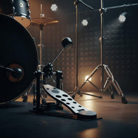 Single Bass Drum Pedal Double Chain Drive Pedal Adjustable Tension Non-Slip Base Musical Instrument Accessory for Drummers, Beginners, Music Studio