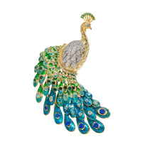 Peacock Brooch Enamel Peacock Pin Ornate Jewelry for Weddings