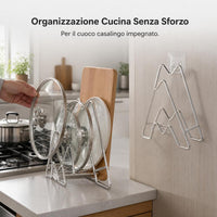 Stainless Steel Countertop/Wall-Mounted Pot Lid and Cutting Board Holder