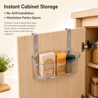 Over Door Storage Basket, Clear PET Bathroom Organiser, Wardrobe Storage, No Drill Hanging Organiser for Students