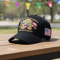 100% Cotton USA 250th Anniversary Cap Breathable Mesh Back 1776-2026 Commemorative Hat Adjustable Fit American Flag Eagle Cap Lightweight for Patriots, History Buffs, Collectors, National Holidays, Parades, Political Events