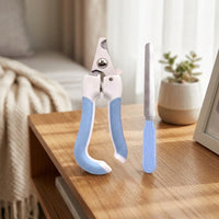 Nail Clippers and Nail File Set for Small Dog and Cat, Stainless Steel Blades to Avoid Over Cutting, Non Slip Ergonomic Handles, 2 Piece Pack