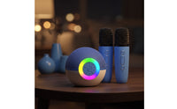 Bluetooth Karaoke Speaker with Wireless Microphones Light-up Portable Karaoke Machine Multicolor System Colorful for Children, Singers