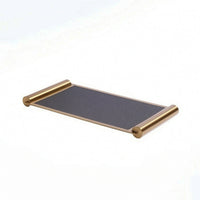 Leather Tray with Metal Frame Modern Rectangular Tray with Metal Rails Elegant for Coffee Table