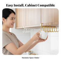 Space-Saving Under-Cabinet Mug Holder Easy to Install Under-Shelf Hook Rack Multi-Purpose Cup Hanger Drilleffortless Installation for Homeowners, Home Cooks, Coffee Enthusiasts, Pantry, Office, Wardrobe