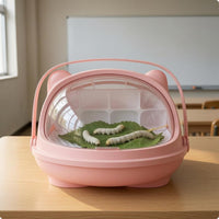 Perforated Silkworm Breeding Box Arched Handle Clear Silkworm Breeding Box Molded Compartments Pet Supplies Compact
