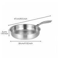 Induction Compatible Flat Bottom Stainless Steel Pan Uncoated Thick Stainless Steel Skillet Nonstick Uncovered Skillet Thickened for Stovetop