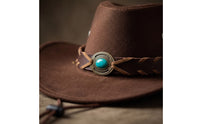 Cowboy Hat with Braided Band Structured Felt Cowboy Hat for Festivals, Travel, Stage