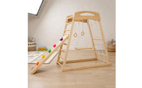 Climbing Frame with Slide Wood Indoor Jungle Gym with Slide Sturdy Wooden Climbing Structure for Children, Playroom, Home, Bedroom