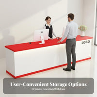 Modern Front Desk Reception Counter Cashier Desk Sturdy Construction Spacious Storage Simple Design Suitable for Company Business Owners Boutique Retail Store Lobby