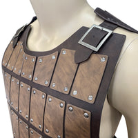 Leather Chest Piece with Buckles Barbarian Cosplay Chestplate Retro Half Chest Piece for Larpers
