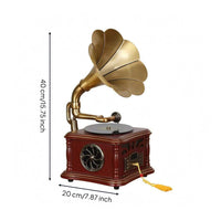 Phonograph-Style Speaker Indoor Display Tabletop Bell Speaker Decorative Home Audio for Music Playback