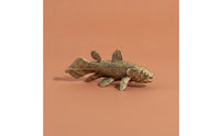 Brass fishing Figurine Gold Finish Brass fishing Statue Antique Style Animal Statue for Collectors