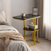 Compact Two-Tier Side Table Modern Side Table with Open Shelf Contemporary Furniture Long-Lasting for Living Room